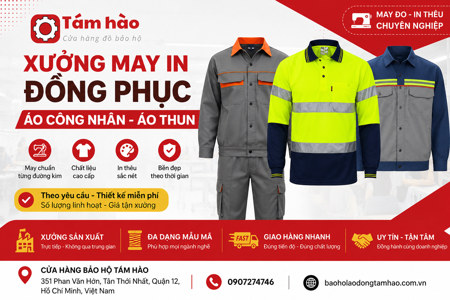 Xưởng May In Đồng Phục Áo Công Nhân Áo Thun Chất Lượng, Giá Tốt Tại Phường Đông Hưng Thuận